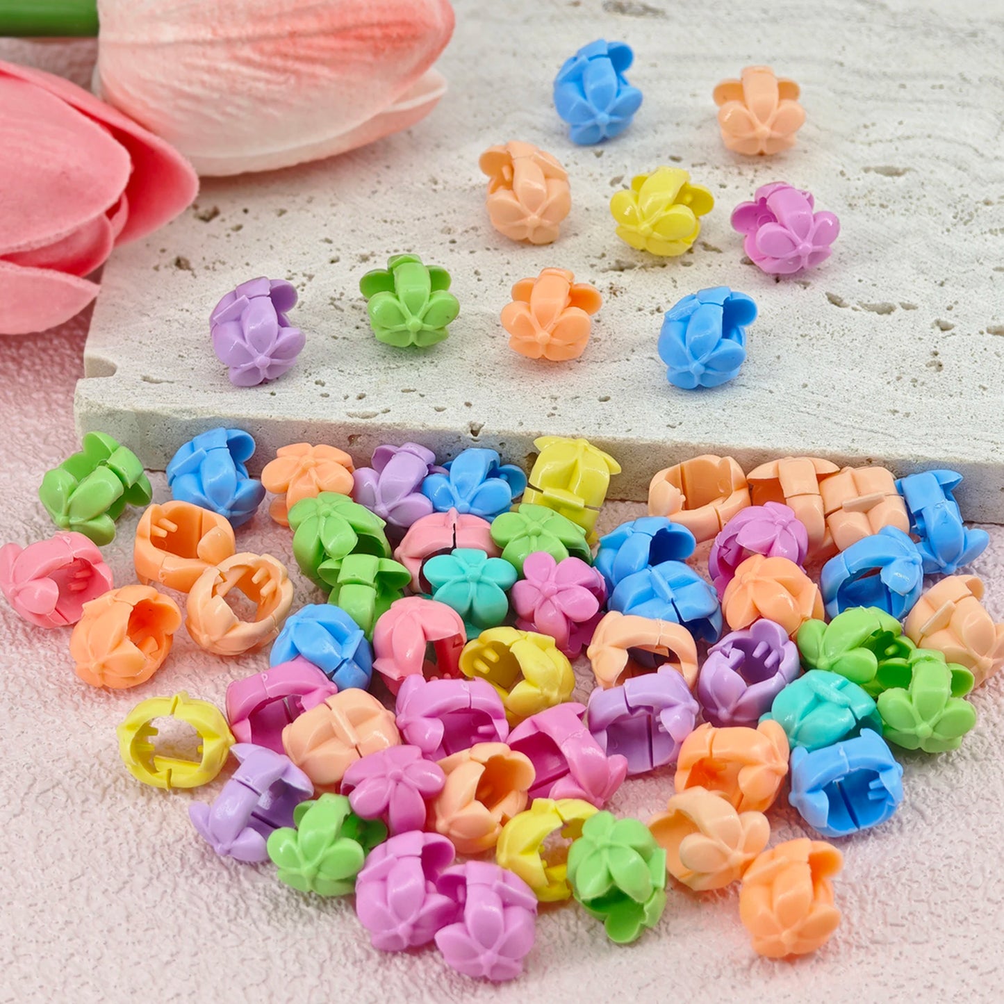 60pcs Hair Braids Beads Headwear Cute Candy Colors Plastic summer  Hair Claw Clips  Hair Accessories Loc Hair Jewelry for Braids hair accessories