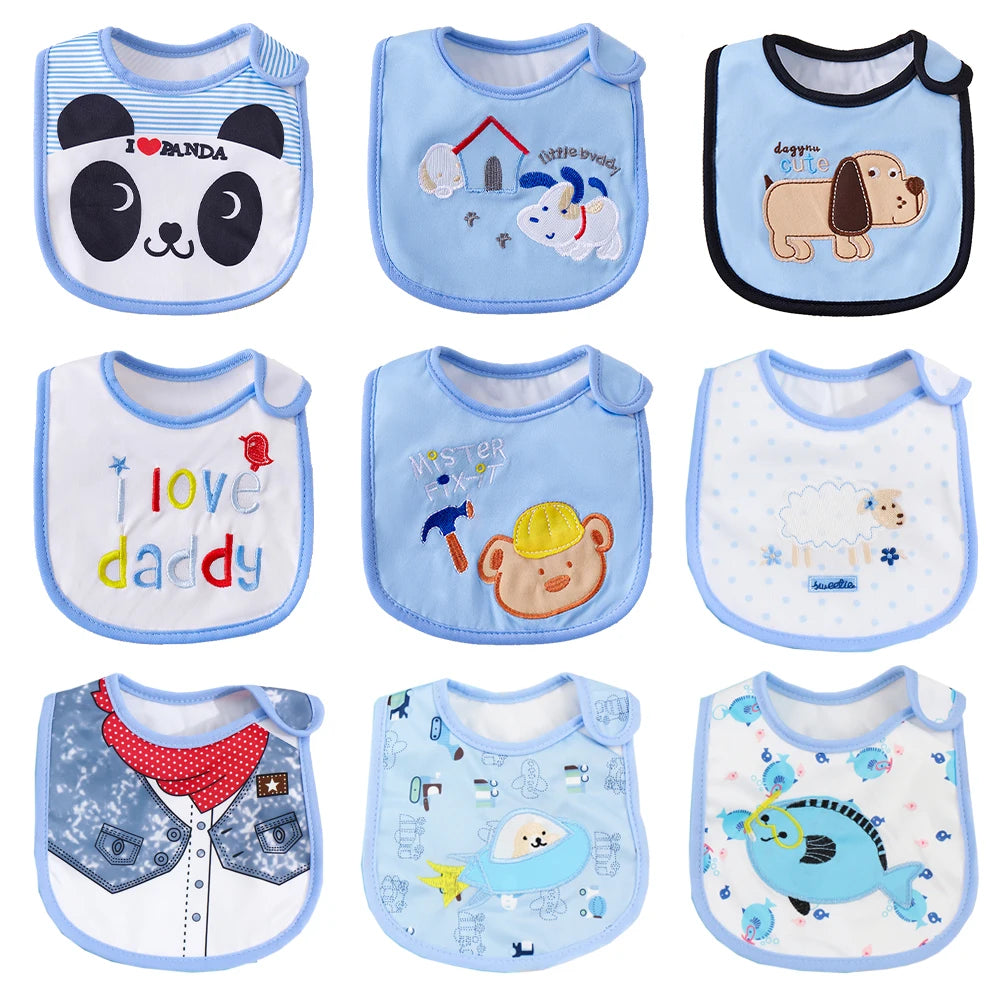 Random 5Pcs Soft Baby Adjustable Bibs Infant Bib Newborn Burp Cloths Bandana Scarf for Kids Boy Girls Feeding Saliva Towel