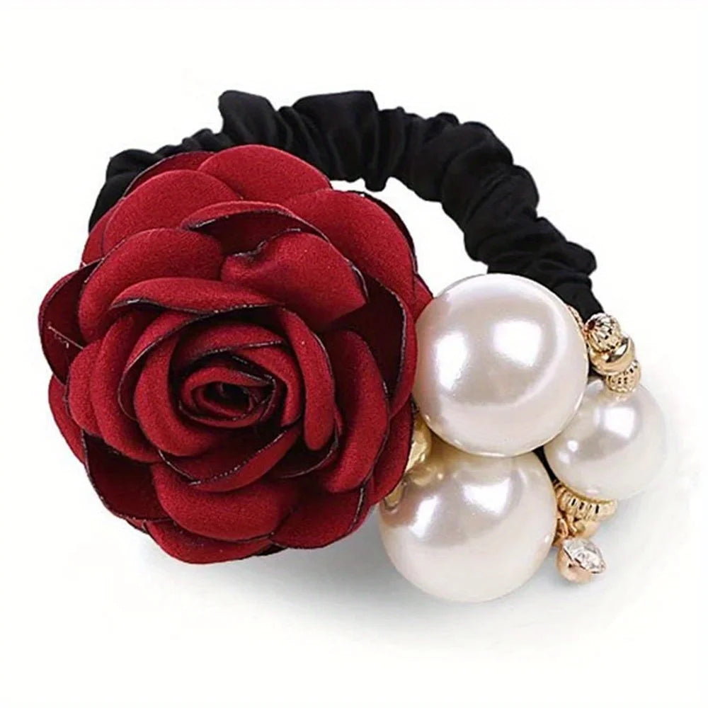 2/3/4 piece Korean fashion big pearl handmade camellia rose hair band headband hair accessories