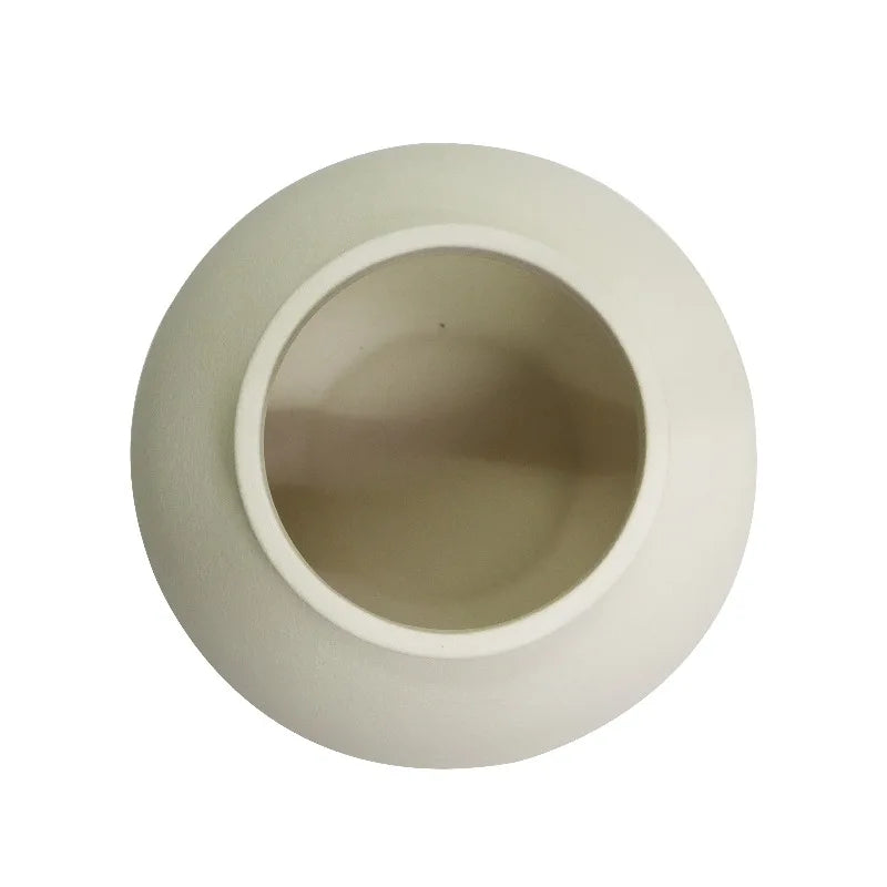 Matte Ceramic Round Vase, 5.9", Natural Beige White