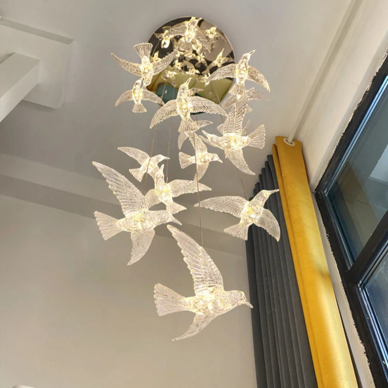 Led Bird Pendant Lamp Home Decoration Lighting Hanging Lamp Design Loft Living Room Showroom Apartment Ceiling Villa Chandelier