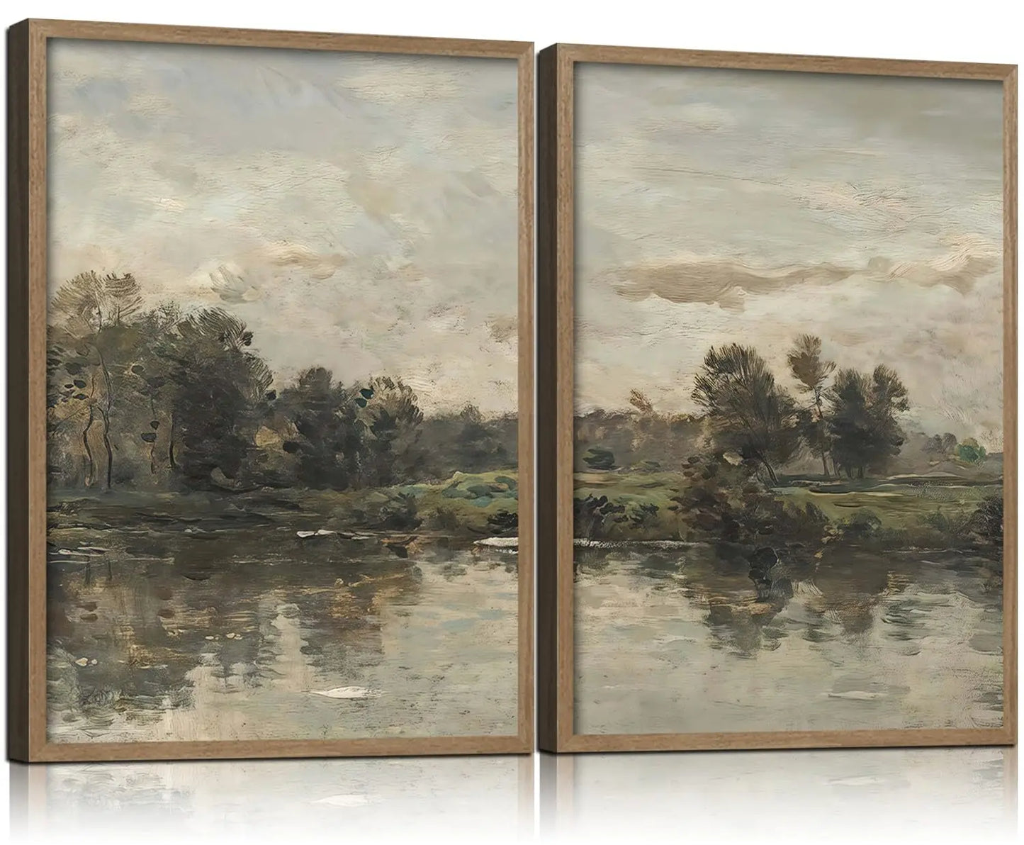 2Pcs Framed Canvas Wall Art Countryside Artwork Prints Landscape Posters Gallery Retro Classic Nature Pictures Home Decor Living Room Bedroom Office Farmhouse 12X16 Inch Ready to Hang
