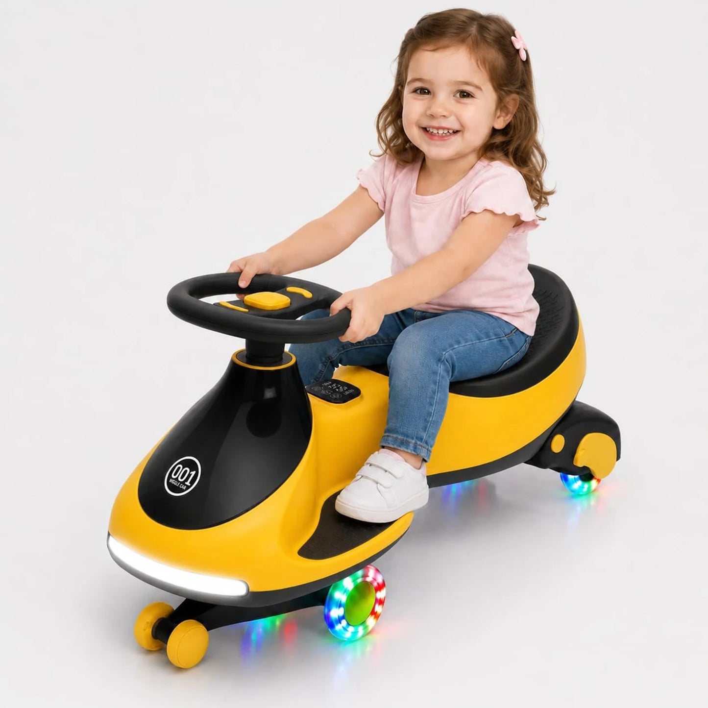 12V Electric Wiggle Car For Kids, 2 In 1 Ride On Swing Car With Pedal, Flashing Wheels Music, Anti-Rollover Toy For Toddlers