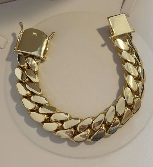 Luxury Miami Curb Cuban Chain unisex Bracelets Miami Cuban Link Bracelets 20mm 14k Gold Plated(Five Times Plated)