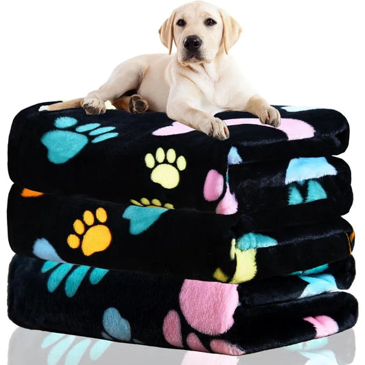 Dog Blankets for 3 Pack Large Medium Pet Cat Soft Fuzzy Washable Blanket Comfort Flannel Suitable for Dogs Kennels Beds Sofas F