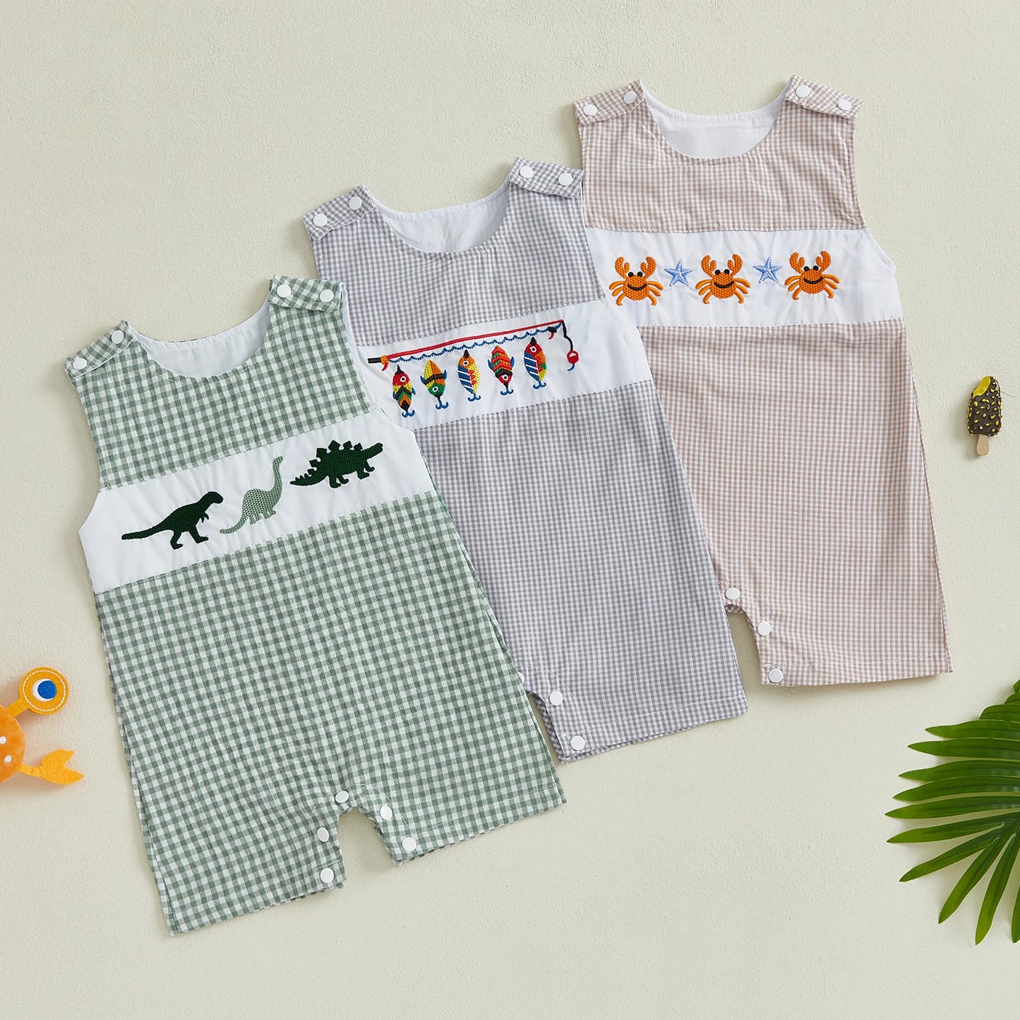 New Baby Boy Romper Cute Embroidered Sleeveless Buttons Short Jumpsuits 2026 Summer Toddler Overalls 0-18M