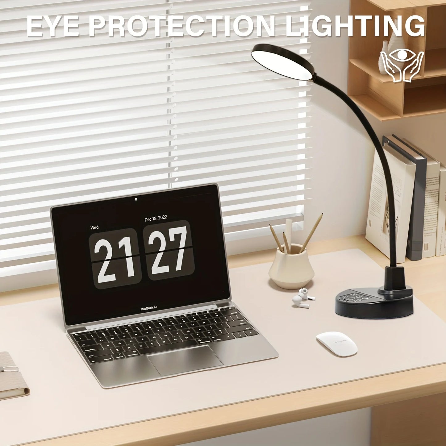 3.5 Inch LED Desk Lamp with USB Charging Port, USB Powered Dimmable 3 Color Temperatures 5 Brightness Levels 4 Timer Settings Flexible Adjustable Gooseneck Sturdy Base Eye-Caring Reading Light for Home Office Bedroom Study Li
