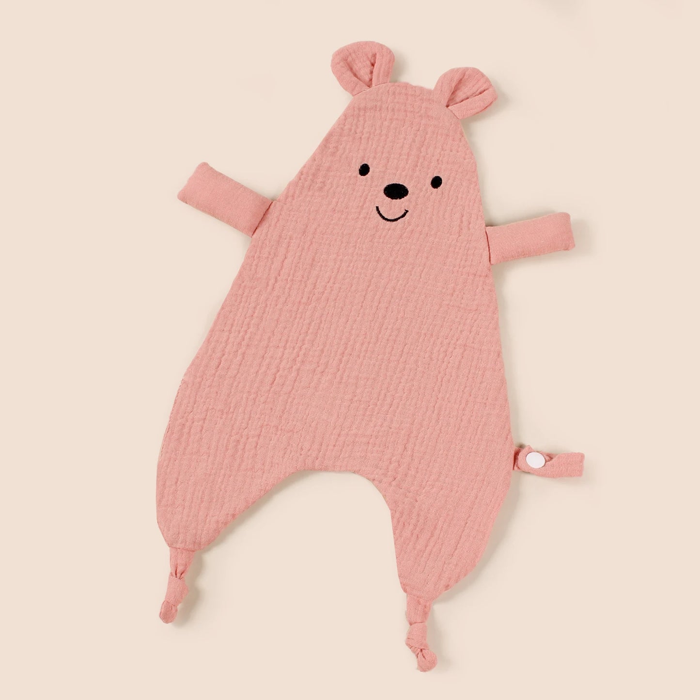New Design Baby Comforting Towel Organic Cotton Muslin Smile Bear Saliva Scarf For Children Kids Comfort Sleep Blanket