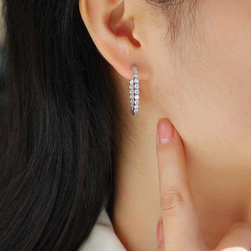 2pcs Moissanite Earrings Hoop Style 925 Sterling Silver 18K Gold Plated Minimalist Pave Gift for Women With GRA Certificate