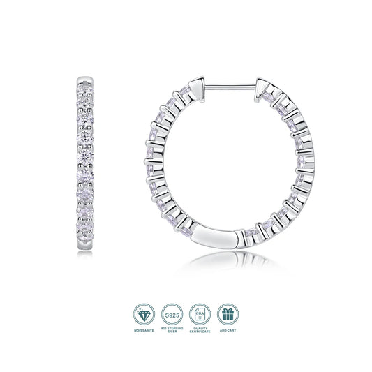 2pcs Moissanite Earrings Hoop Style 925 Sterling Silver 18K Gold Plated Minimalist Pave Gift for Women With GRA Certificate