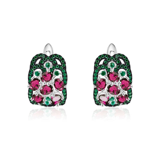 GEM'S BALLET 3.0Ct Natural Rhodolite Garnet Gemstone Earrings 925 Sterling Silver Women's Vintage Earrings Fine Jewelry