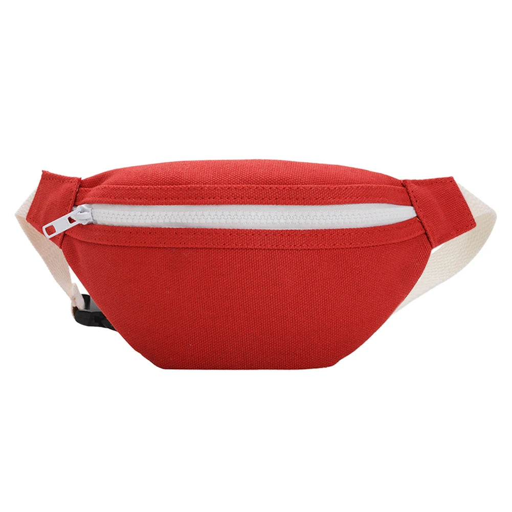 Kids Girls Casual Fanny Waist Bag Pack Zip Ladies Casual Elegant Canvas Chest Bum Belt Lightweight Daily Shoulder Pouch