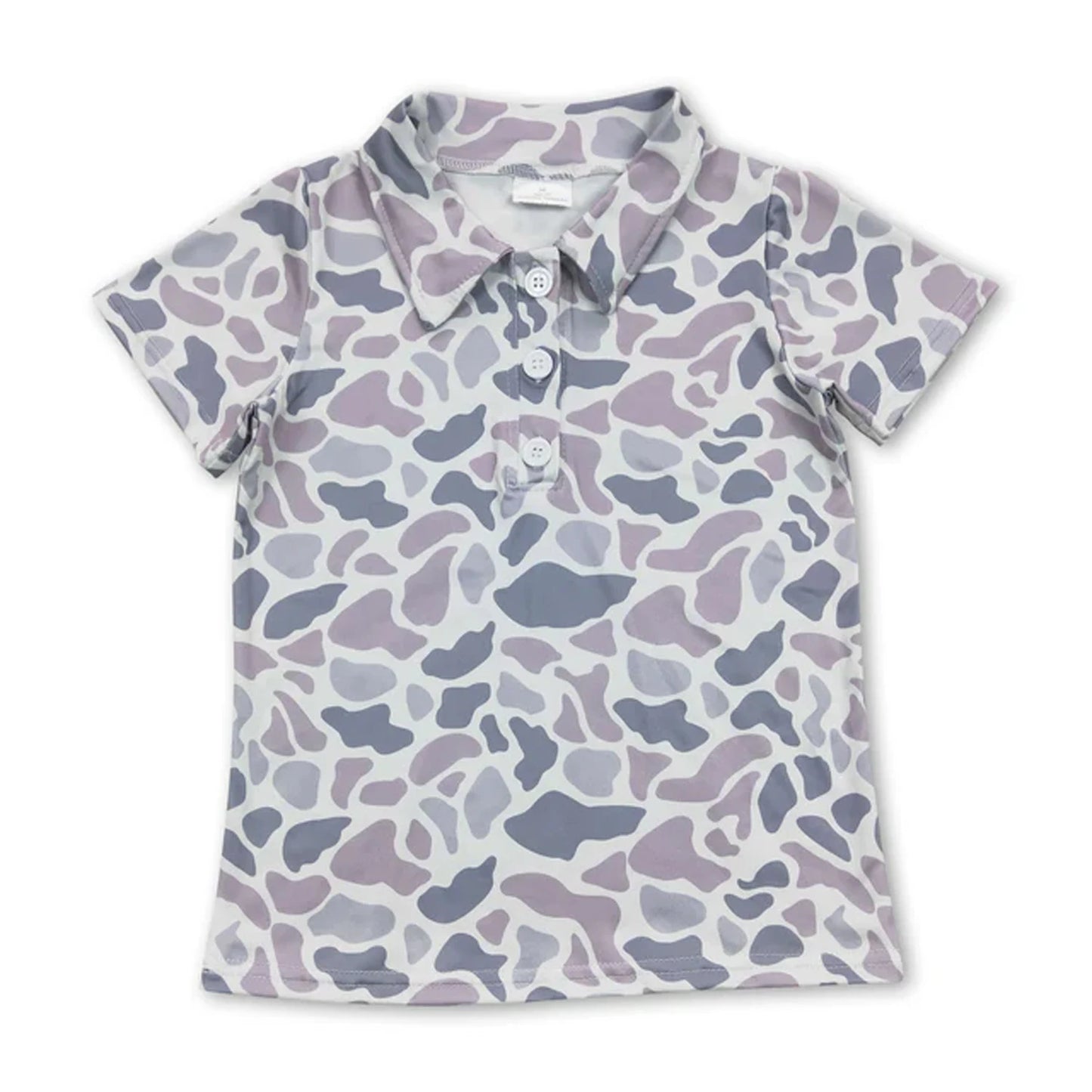Kids Camo Print Short Sleeve Polo Shirts Soft Stretch Casual Toddler Boys Girls Lapel Tee Summer Children Camouflage Top