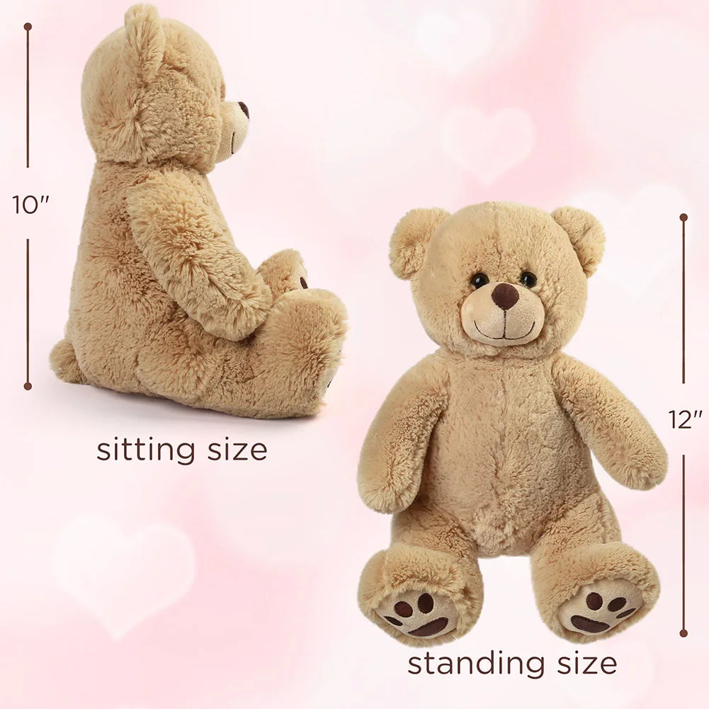 Brown Teddy Bear Stuffed Animals, 12'' Cute Plush Teddy Bear Toy, Plushies for Kids Toddlers Boy Girls Birthday Christmas Gifts