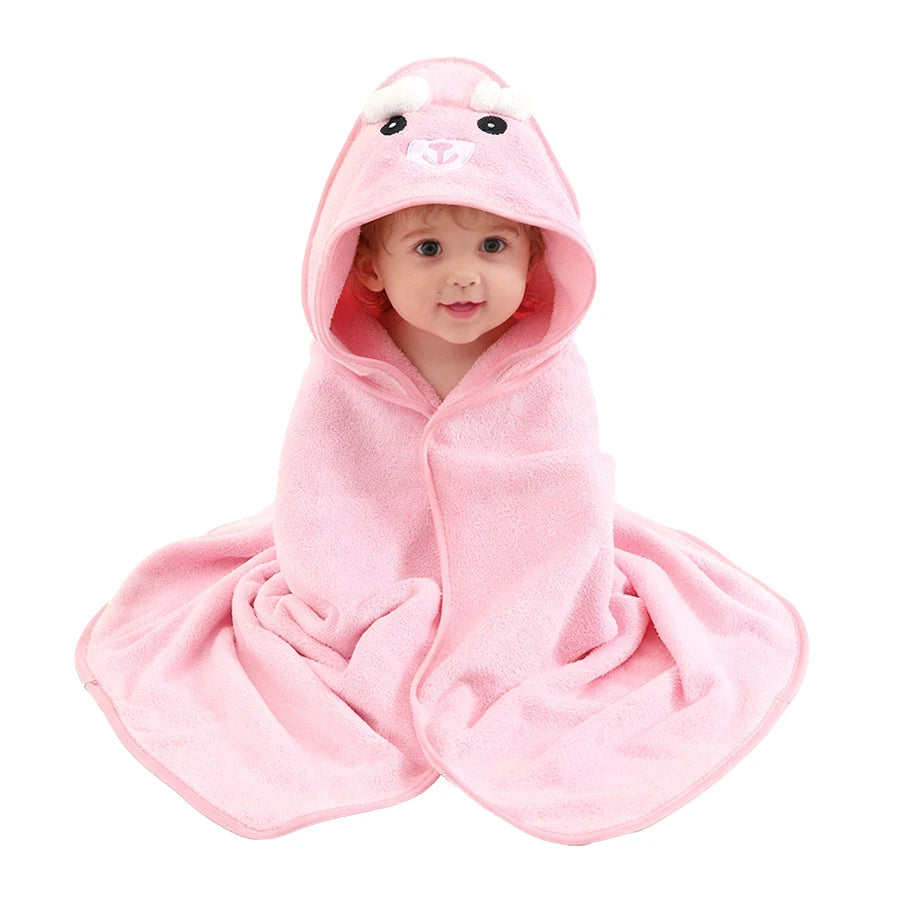 A Soft and Absorbent Baby Bath Towel, Cartoon Design, Thin for Summer, Newborn Bath Towel, a Must-Have for Babies.