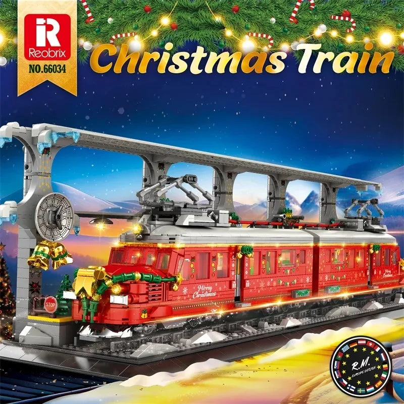 2822PCS Adorable Christmas Train Building Blocks Set Architectural Room Decoration Toys  for Adults Christmas Birthdays Gifts