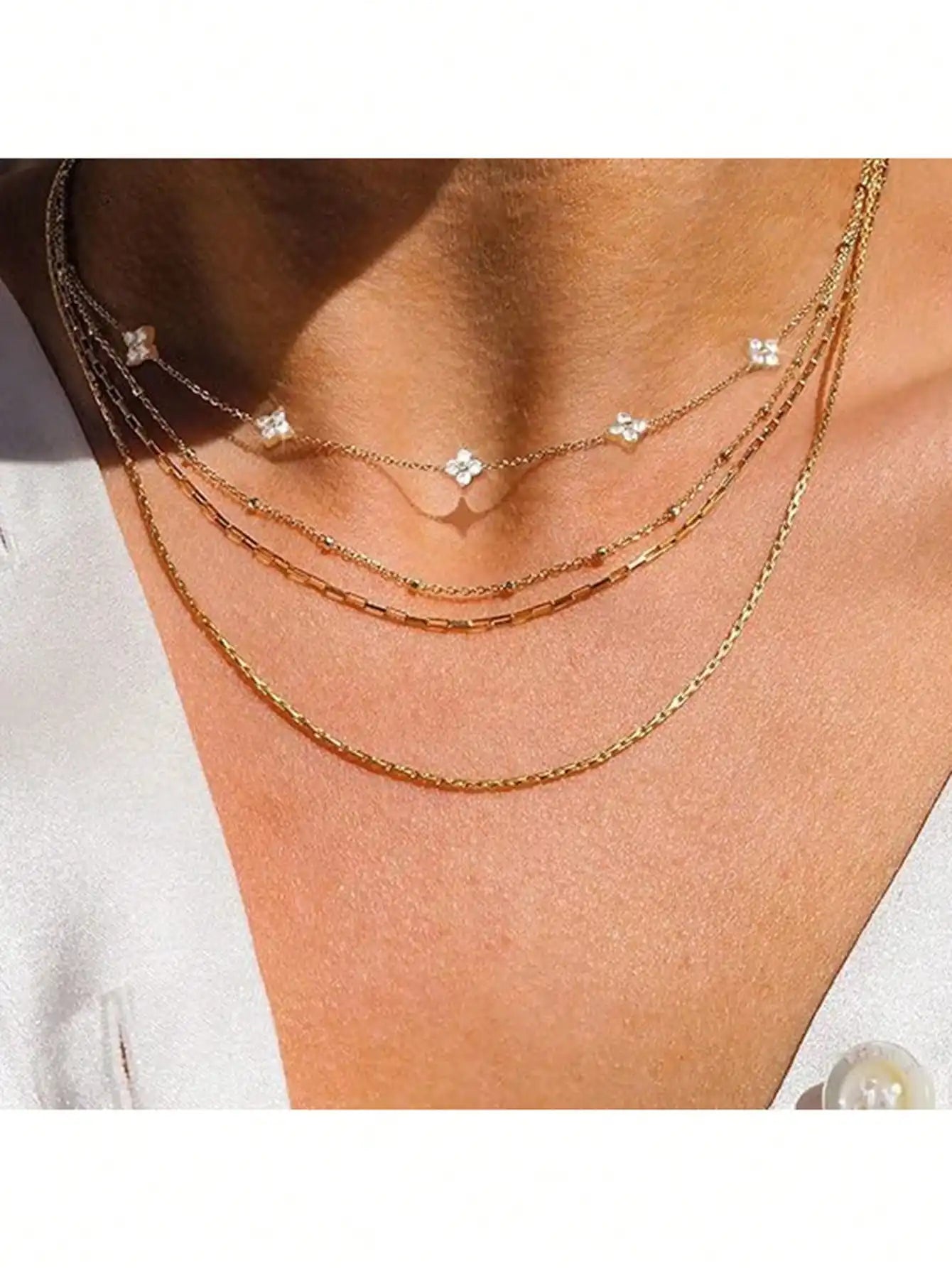 1 Pair Fashion Heart-Shaped Pig Nose Clasp Minimalist Versatile Stackable Stainless Steel Necklace Bracelet Chain For Women