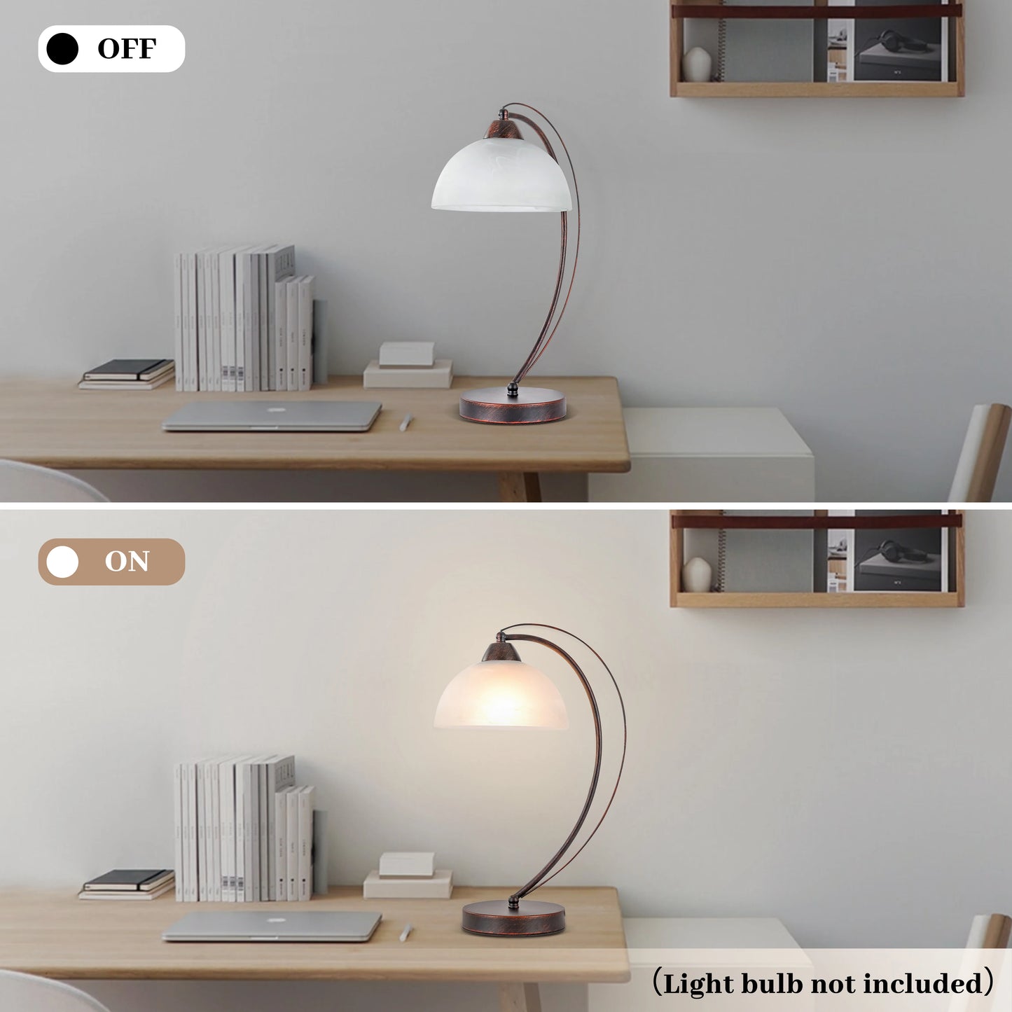 1pcs Vintage table lamp 17.71in With a glass lampshade E26 bulb base (bulb not included) Living Room Bedroom Study
