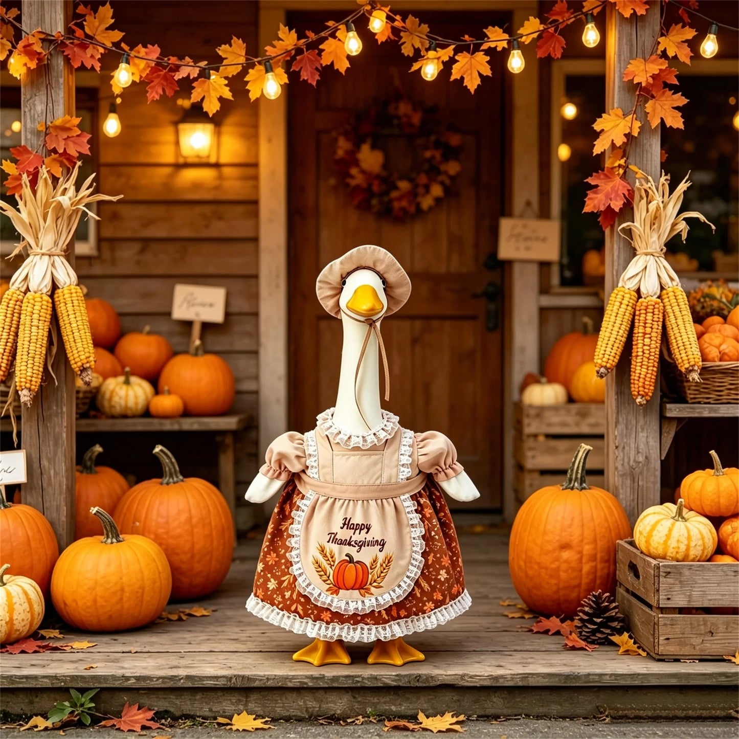Outfit Goose Statue In Goose Statue Goose-Statue-Floral Outfit For 23 In Apron Hat Thanksgiving Outfit For
