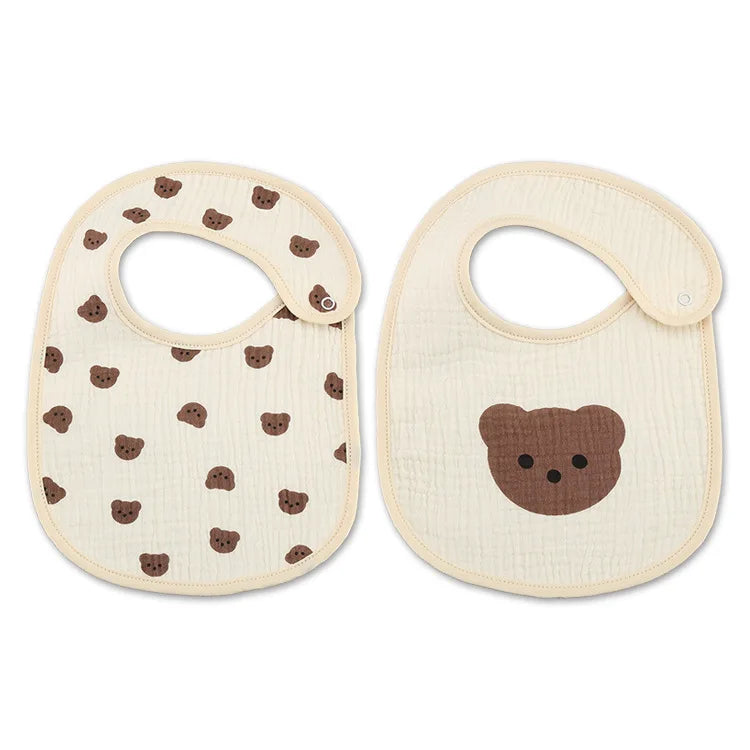 2pcs/set Summer Waterproof Baby Bibs New Cute Cotton Infant Bib Newborn Burp Cloths for Kids Boy Girl Soft Feeding Saliva Towel