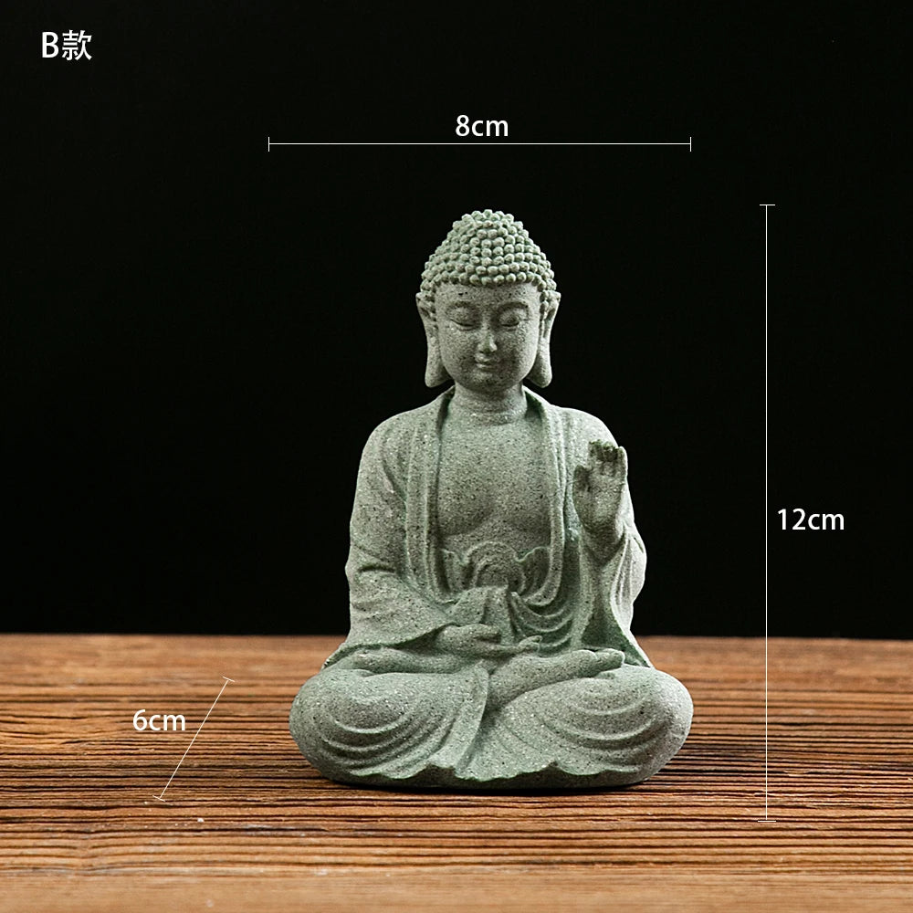 Buddha Statue Fish Tank Decoration Mini Buddhism Figurine Desk Topper Tablescape Decor Home Zen Statue