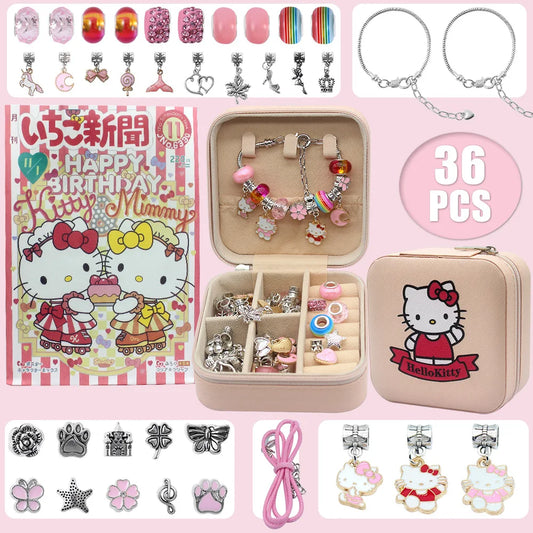 Fashion DIY Bracelet, Beaded Handmade with Cartoon Metal Pendant, Little Girls' Birthday Gift, Kids' Jewelry, Exclusive Discount