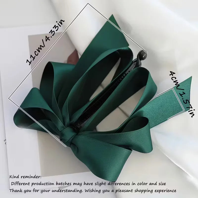High end satin bow tassel hair clip Y2K style hairstyle decoration ponytail accessory for women Valentine's Day gift