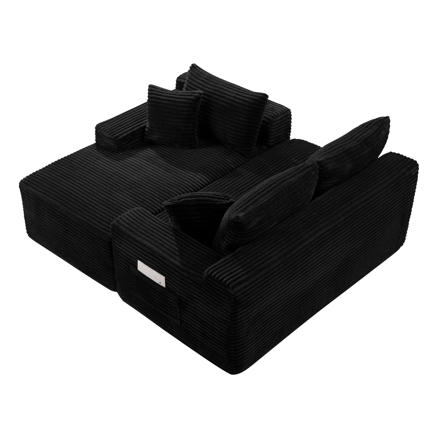94.5" U-Shaped Sectional Sofa with Deep Seat, No Assembly Modular Cloud Couch in Corduroy Fabric with Ottoman, Space-Saving Sleeper for Living Room Bedroom Apartment