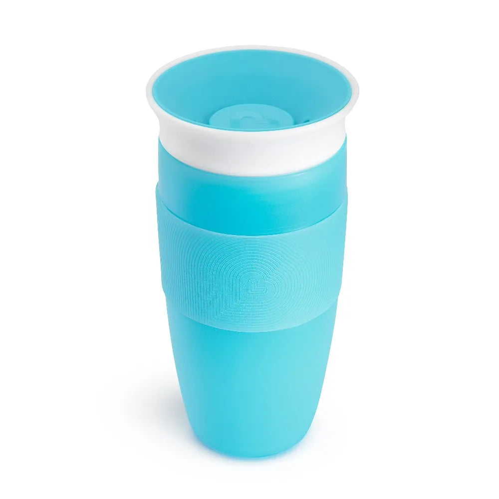 360 Degree Toddler Sippy Cup Leak Proof No Spill Training Cup with Handle 14 Ounces Blue for Kids Baby