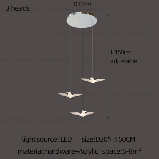 Led Bird Pendant Lamp Home Decoration Lighting Hanging Lamp Design Loft Living Room Showroom Apartment Ceiling Villa Chandelier