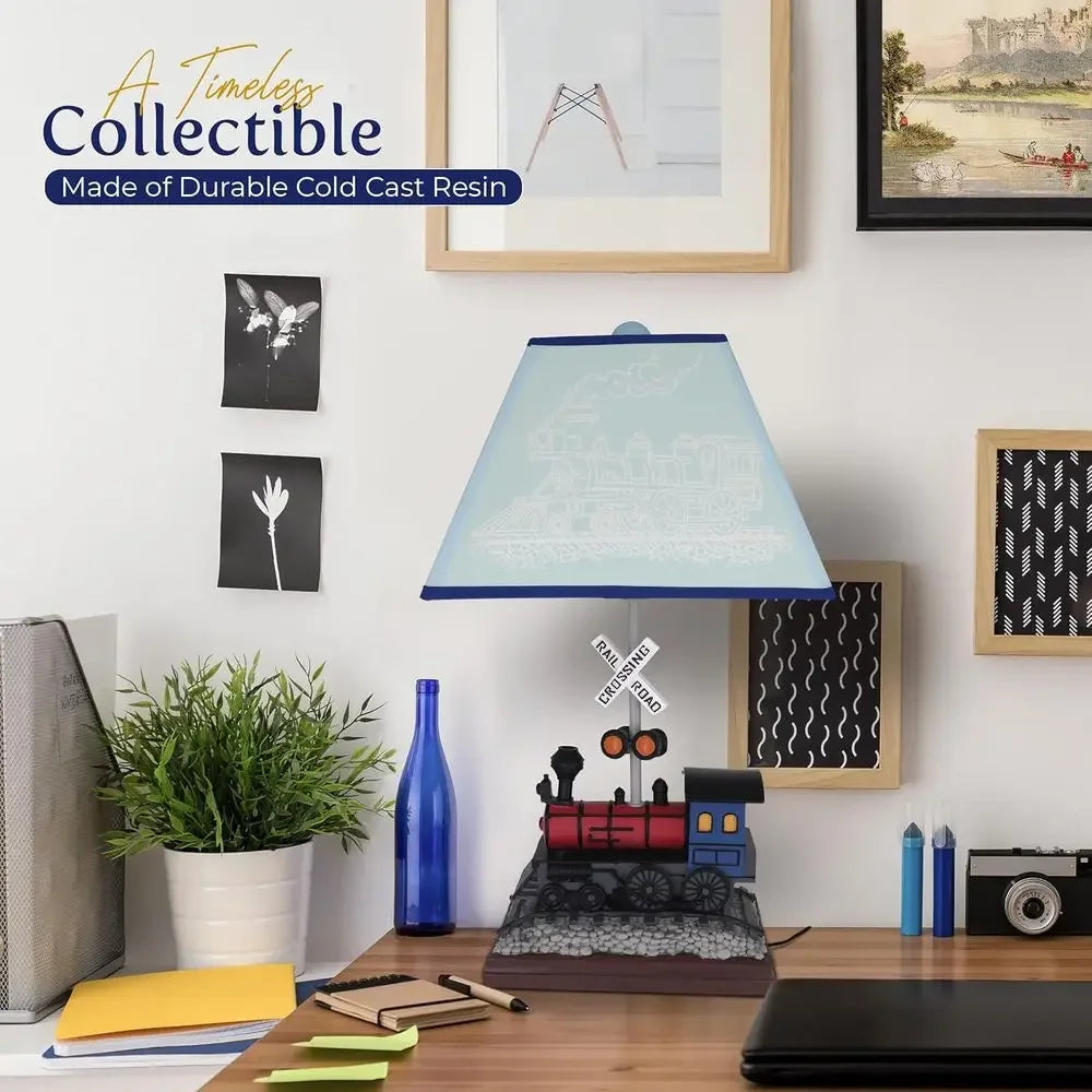 Handcrafted Train-Themed Table Lamp with Matching Night Light - Hand-Painted Accents