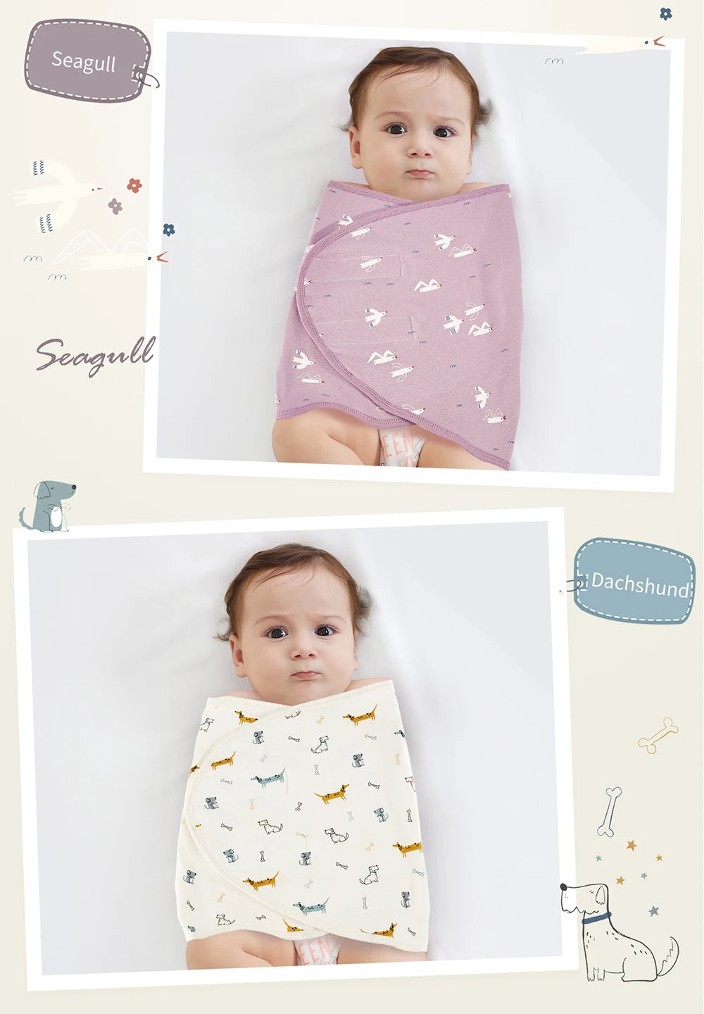 Bilayer Baby Newborn Baby Swaddle Tie Anti startle jump Summer Thin Cotton Soft Diaper Changing Bag