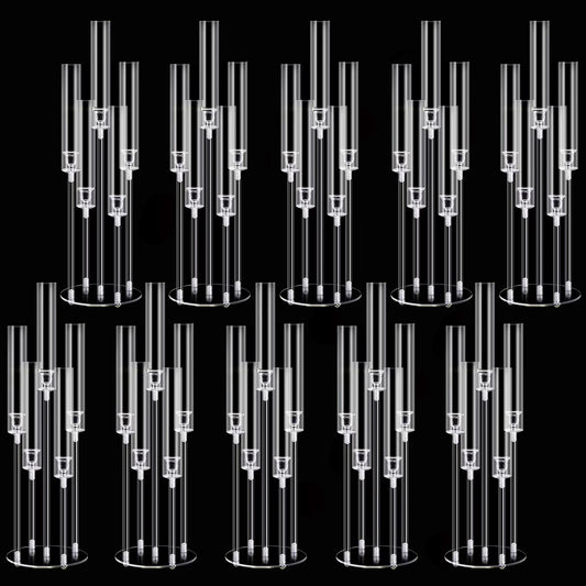 2/4/6/8/10pcs Acrylic Candelabra Centerpieces Clear Candle Holder for Wedding 5 Arm Candlesticks Holder with Acrylic Shade