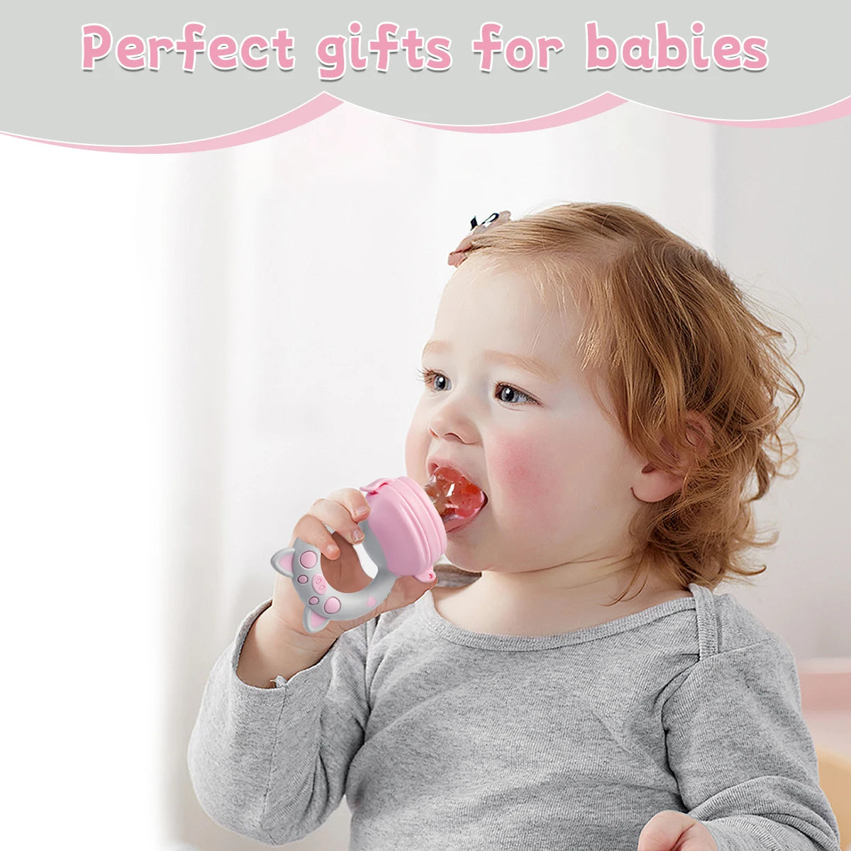 TYRY.HU 4pcs/set Silicone Fruit & Vegetable Feeder for Infants and Toddlers 6-36 months Food Grade Teething & Feeding Pacifier