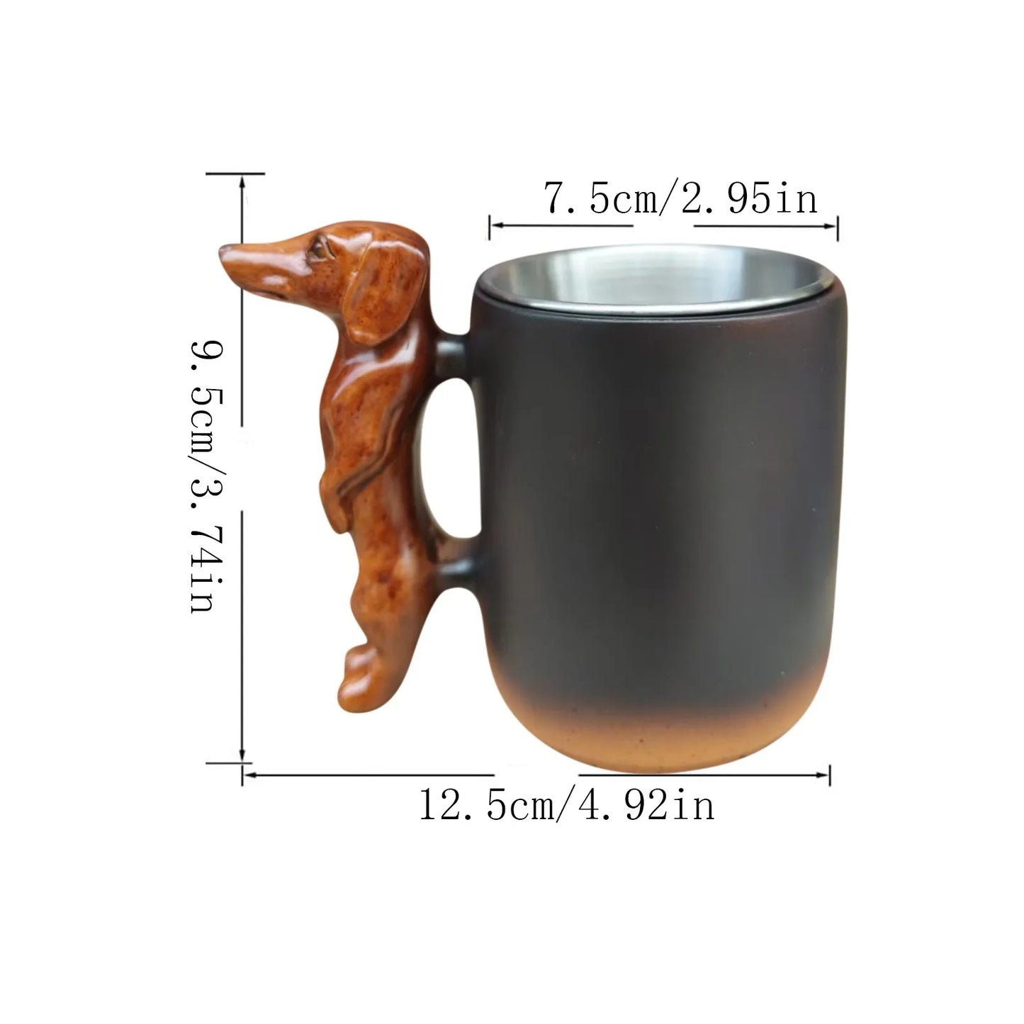 3D Dachshund Dog Handle Coffee Mug Artistic Resin Pet Memorial Cup with Sculpted Handle Dachshunds Mug Ceramic Coffee Cup