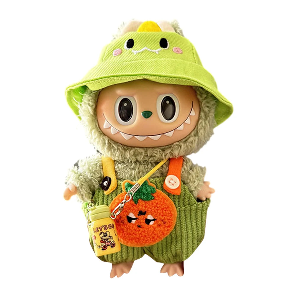 17cm Mini Plush Doll's Clothes Outfit Accessories for Korea Kpop Labubu Dolls Sit Party Overalls Clothing Gift （Only clothes）
