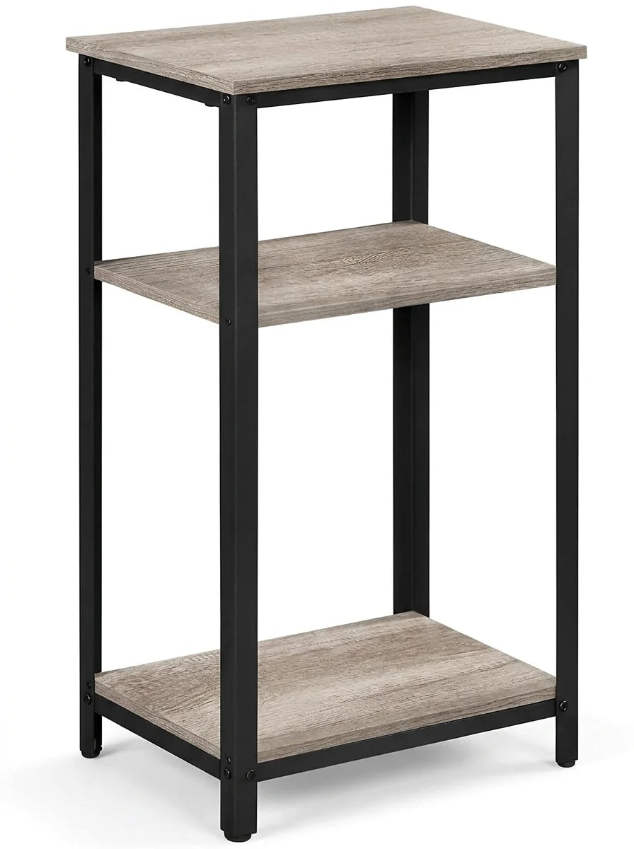 Tall 30 in end table, 3 tier side table with strong wooden shelves, small side table for living room office small places