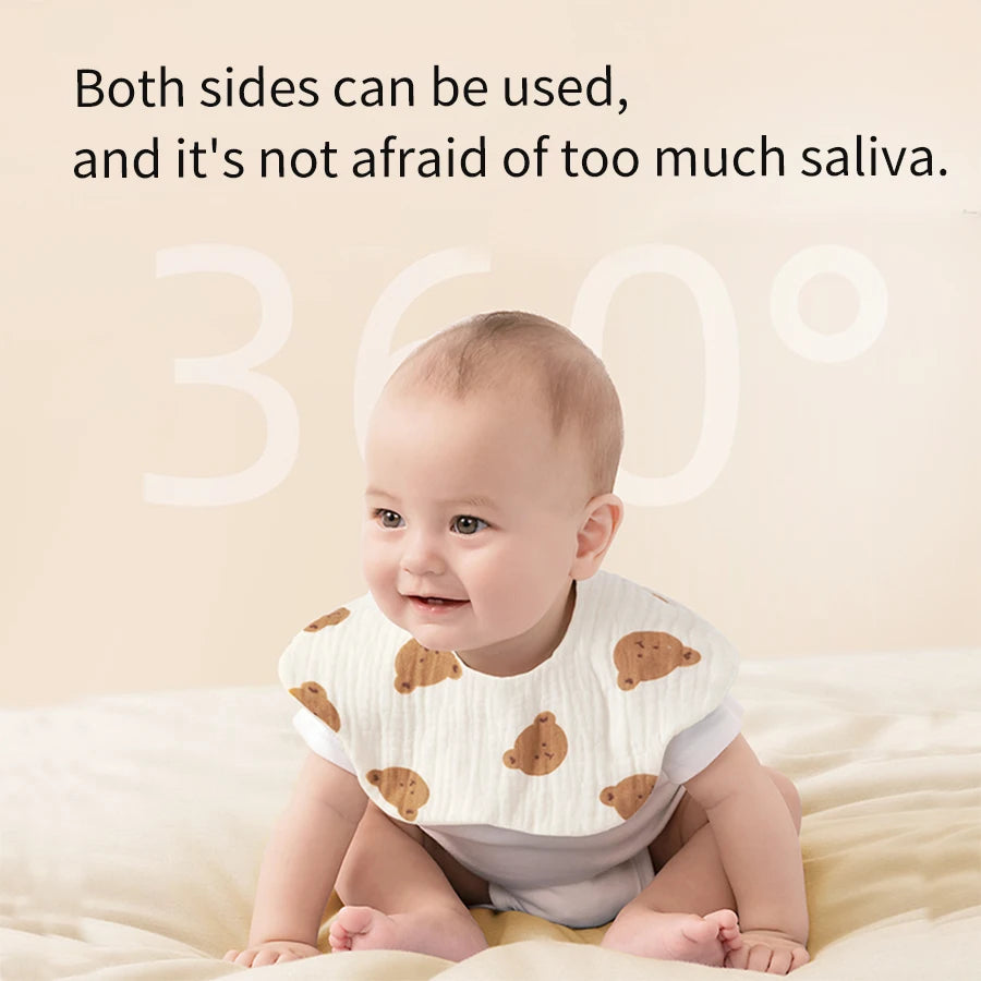 4Pcs Ultra-Soft and Comfortable Baby Bibs, Suitable for Ages 0-3, with Snap Button Design, Washable-Machine Washable, Newborn Gauze Drool Bibs-Waterproof Spit-Up Bibs for Babies, Ultra-Soft Autumn and Winter Bibs, Perfect Bab