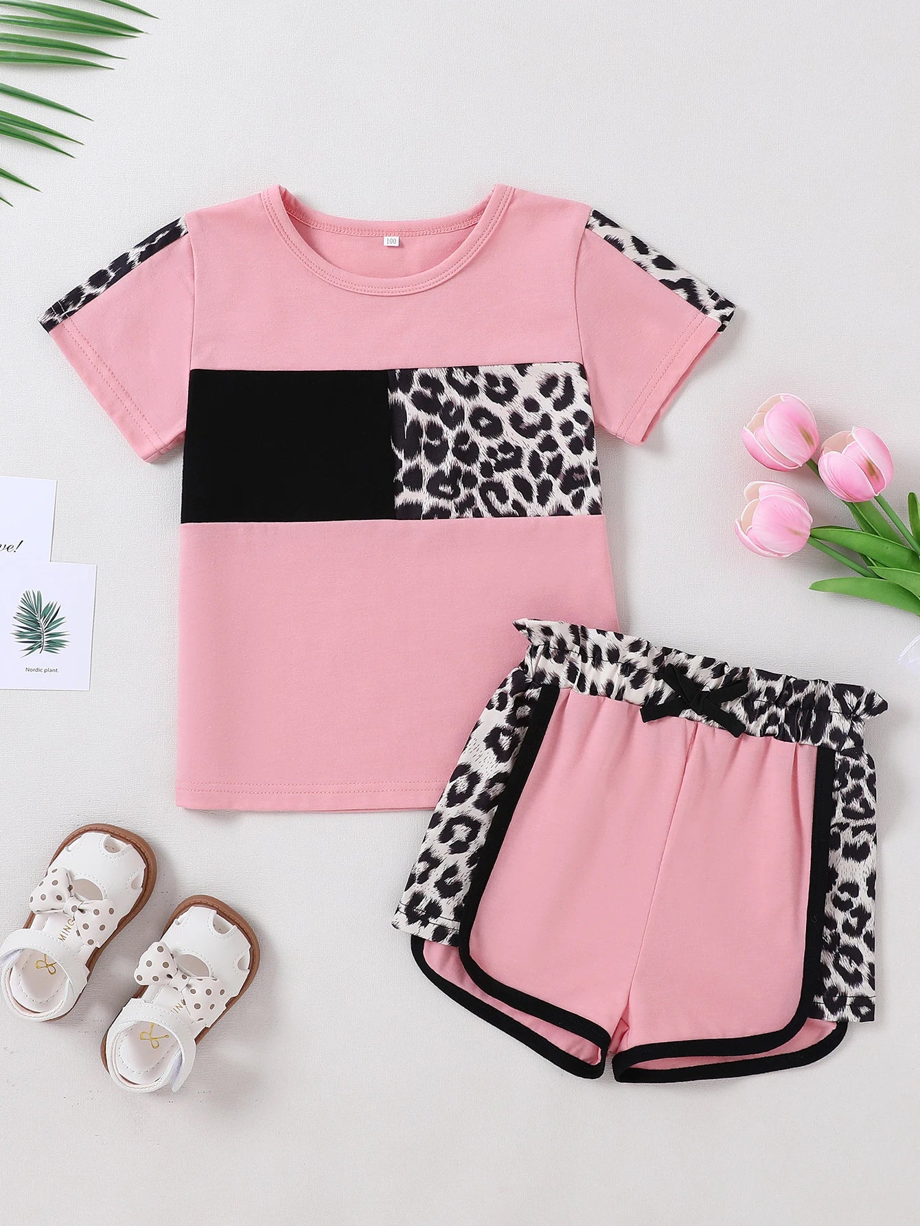 Toddler Baby Girl Clothes 12M-5T Cute Summer Outfits Short Sleeve T-shirt Tops Leopard Camo Printed Shorts Set