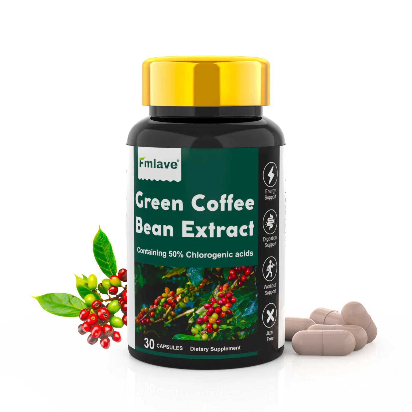 Fmlave 750mg Green Coffee Bean Extract for Weight Loss for Women and Men - Appetite Suppressants for Weight Loss with Chlorogenic Acid - Herbal Fat Burner to Assist with Weight Loss 30 Count