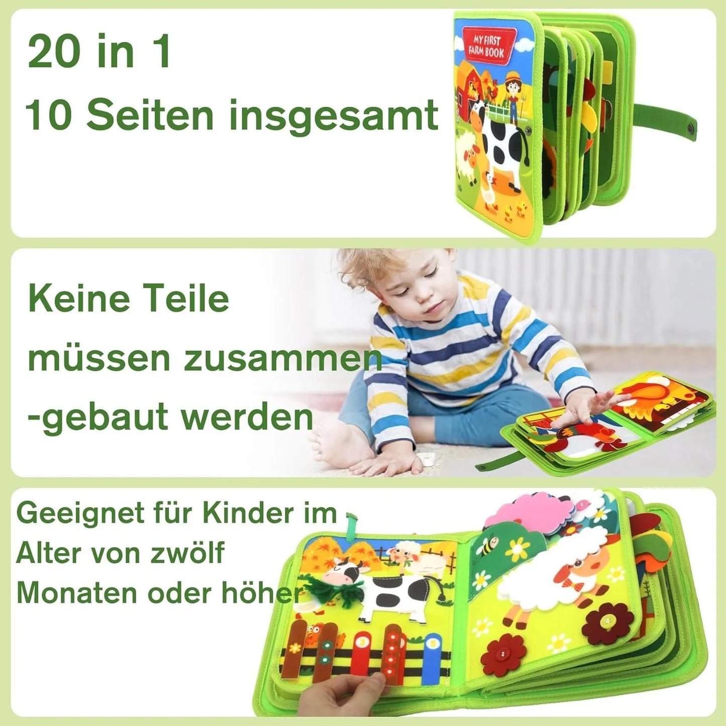 Children's baby early education intelligence learning baby toys felt learning board, busy board, busy book, cloth book, including life skills, alphabet, numbers, shapes colors, animals, weather, toddler travel toys, birthday