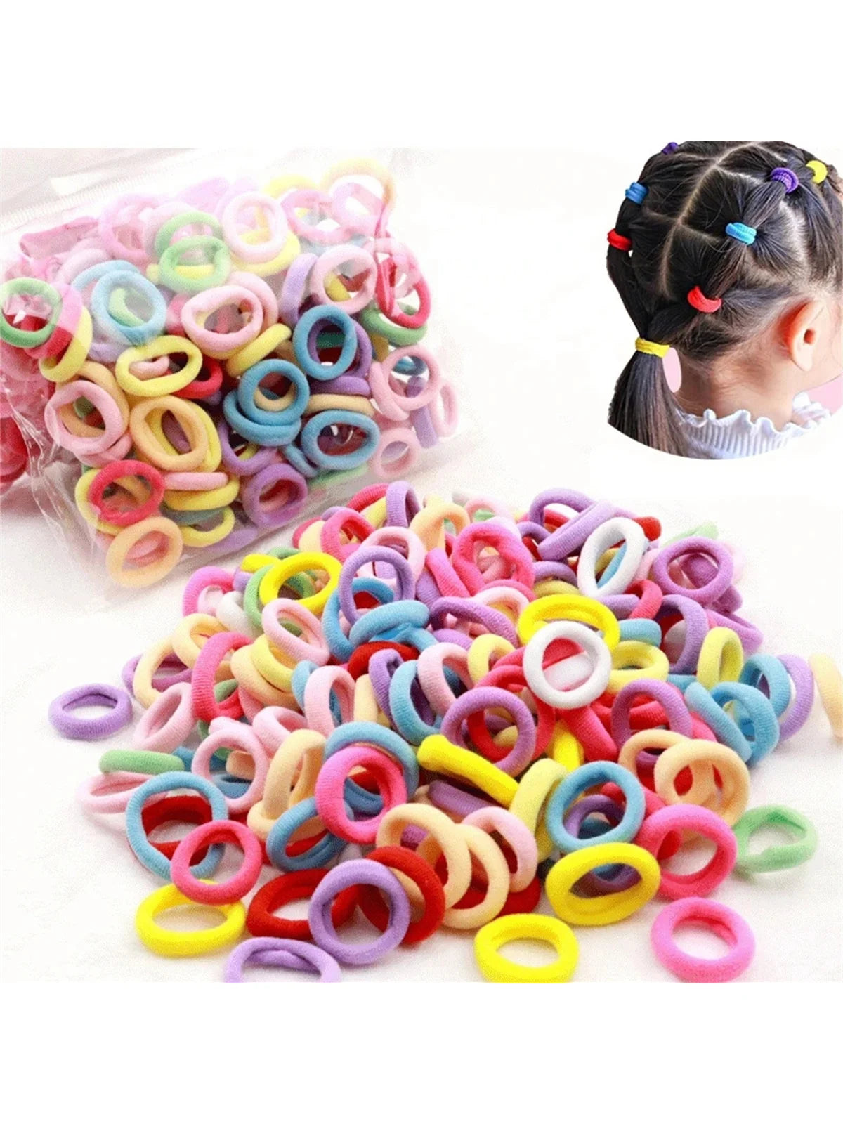 100Pcs Girls Elastic Hair Ties Colorful Nylon Small Hair Tie For Teen Ponytail Holder Scrunchie Teen Hair Accessories