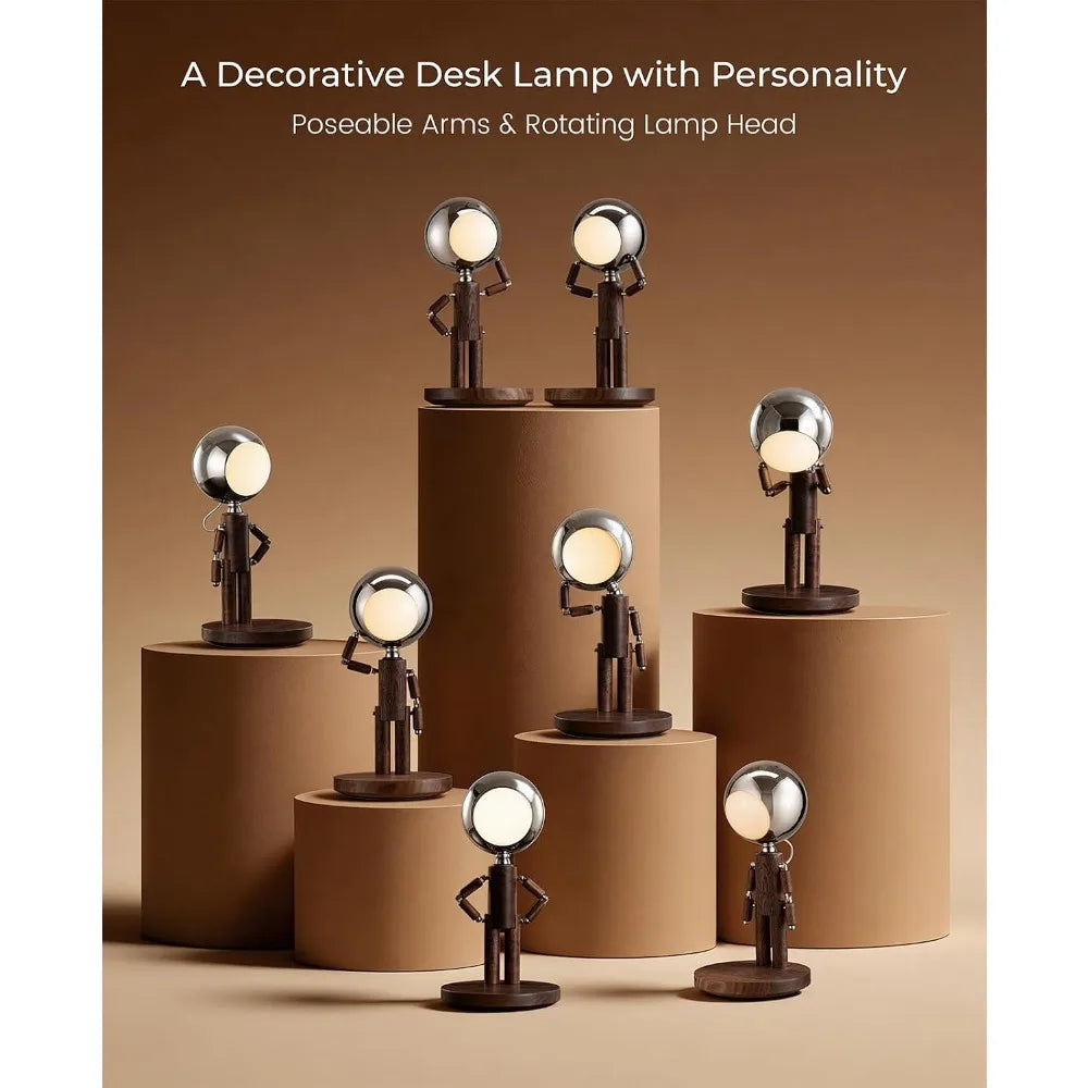 Rechargeable Cordless Table Lamp, Dimmable Wooden Desk Light, Touch Control, 3 Temperatures, Home Decor Gift