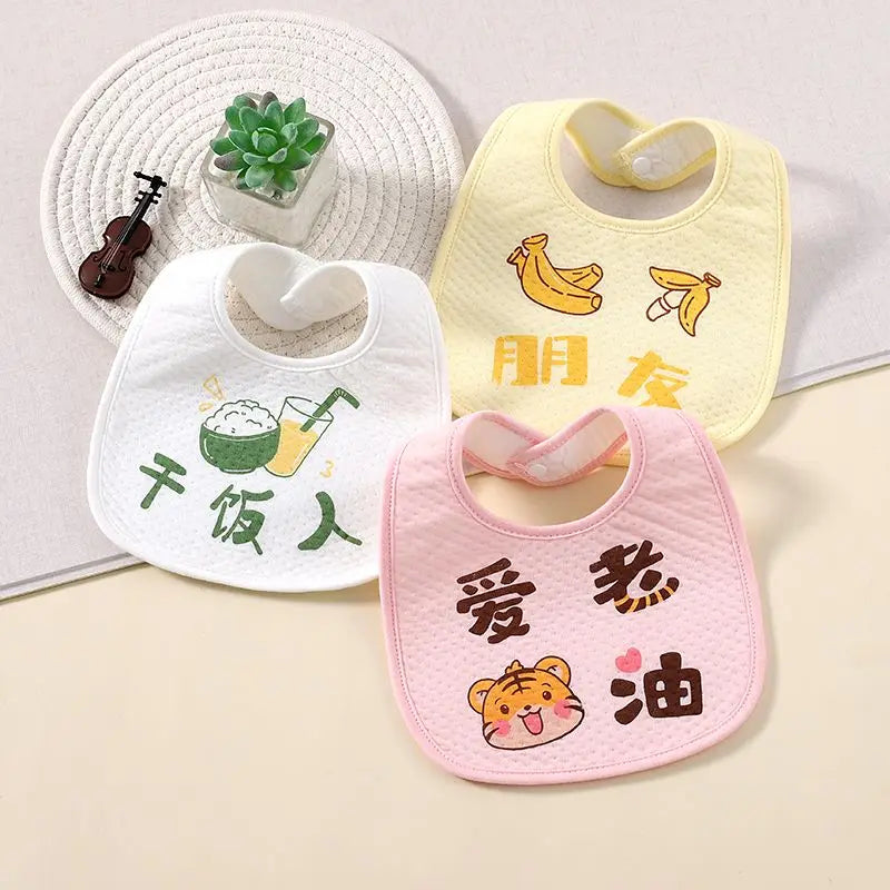 3Pcs Cotton Soft Baby Adjustable Bibs Infant Bib Newborn Burp Cloths Bandana Scarf for Kids Boy Girls Feeding Saliva Towel