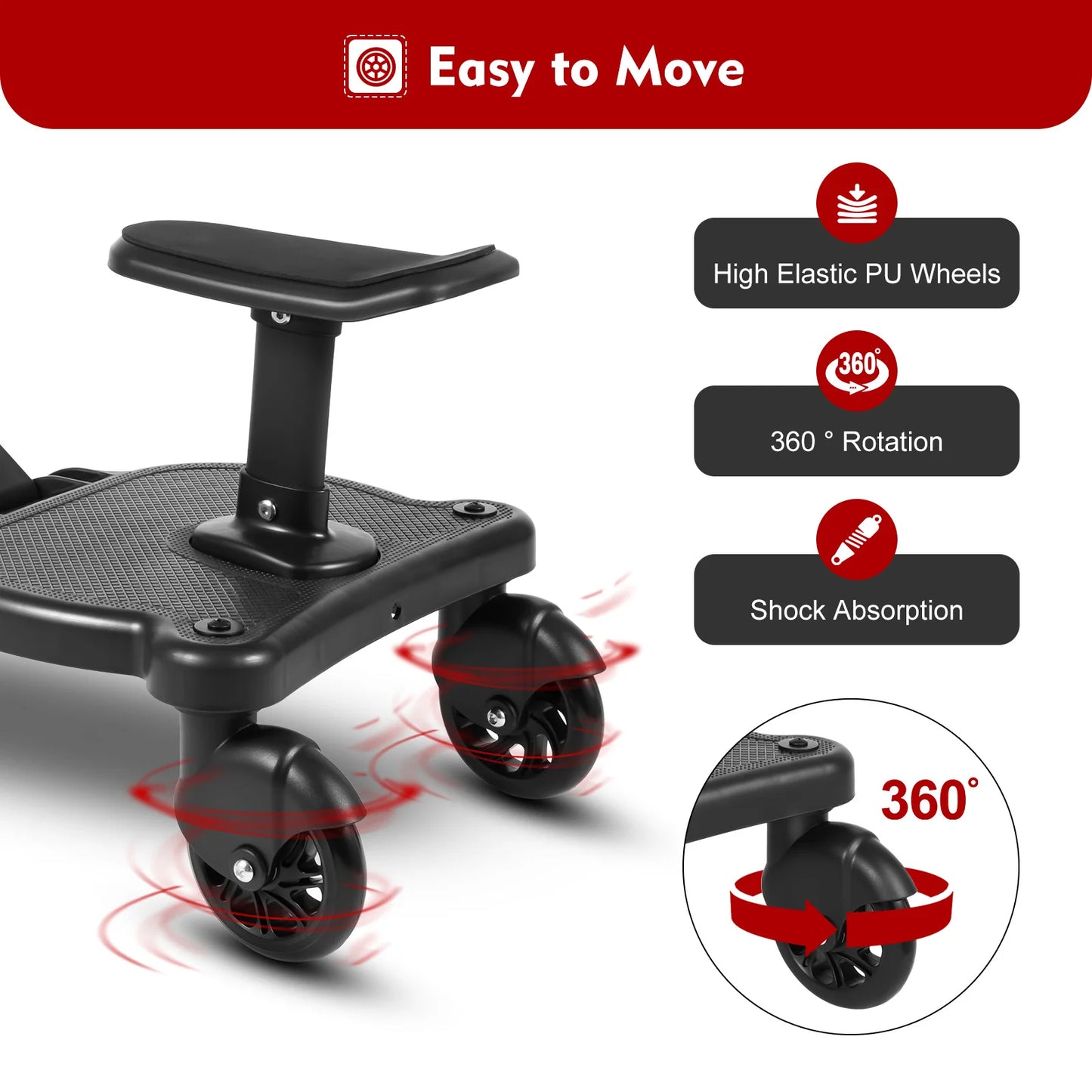 Universal Strollers Step Board Adapter, Glider Board for Stroller, Ride-on Board Stroller Pedal Adapter fit 3-7 Years Old