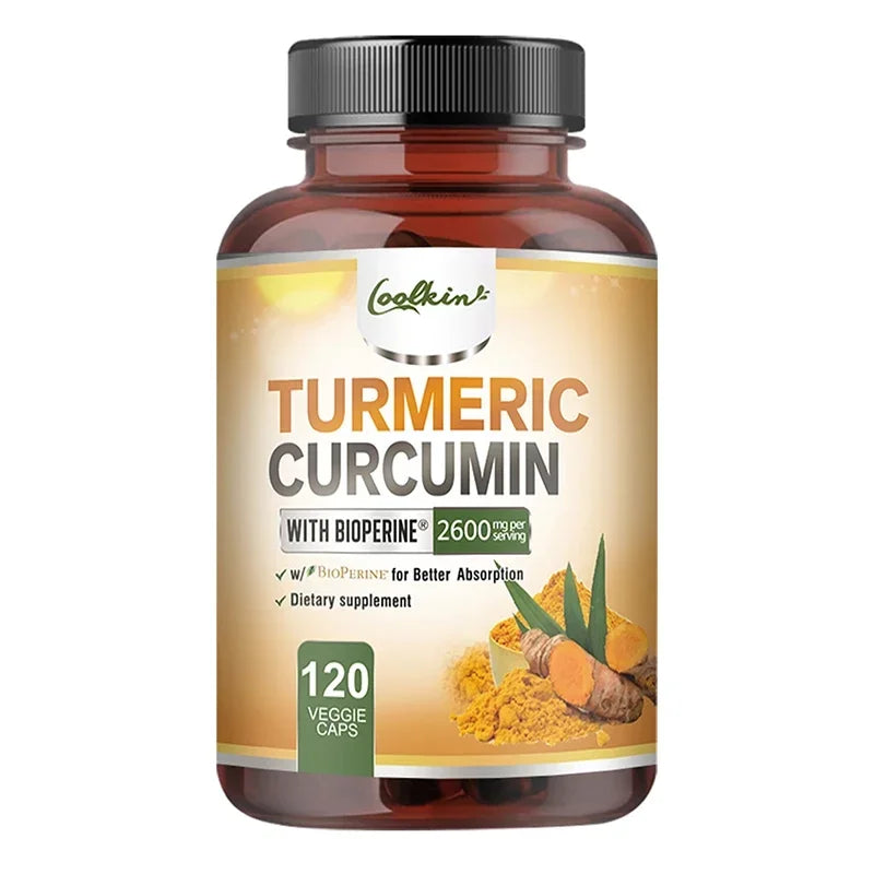 Turmeric Curcumin 2600mg - Helps Promote Joint and Heart Health, Improve Mobility, and Enhance Absorption - 120 Capsules