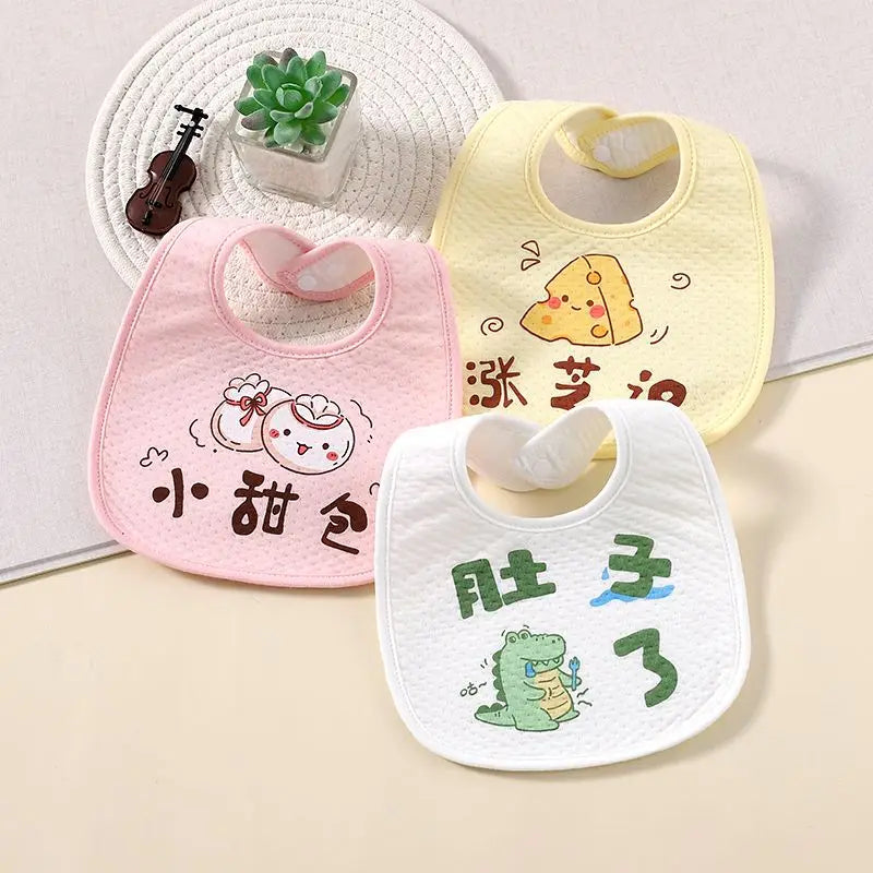 3Pcs Cotton Soft Baby Adjustable Bibs Infant Bib Newborn Burp Cloths Bandana Scarf for Kids Boy Girls Feeding Saliva Towel