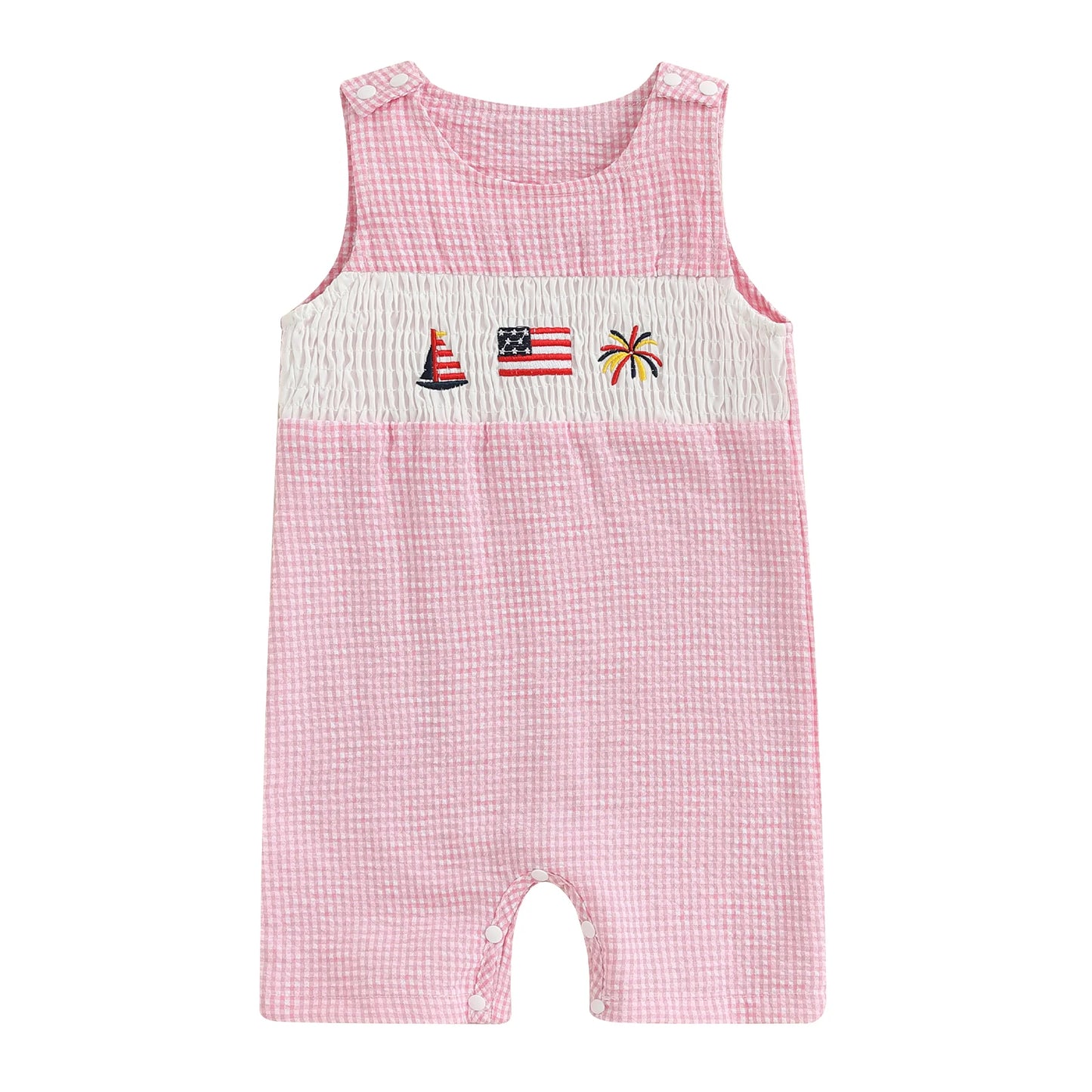 New Baby Boy Romper Cute Embroidered Sleeveless Buttons Short Jumpsuits 2026 Summer Toddler Overalls 0-18M