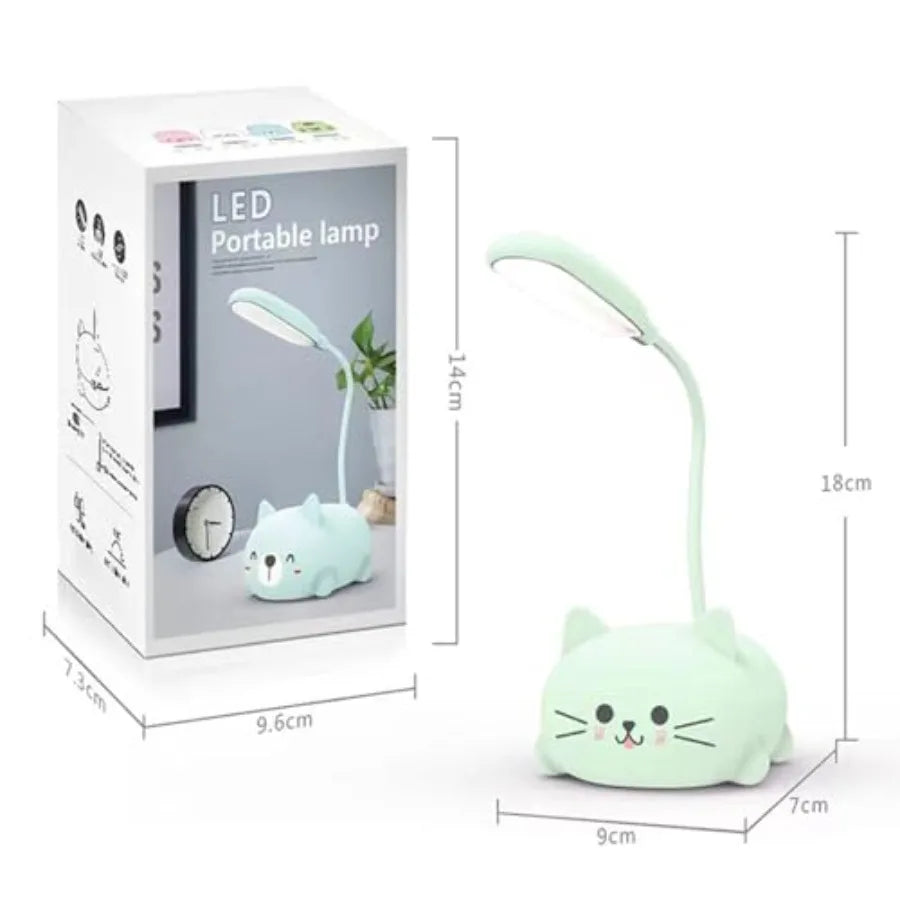 LED Desk Lamp for,Cute Cat Lamp USB Rechargeable Reading Light, Portable LED Table Light, Flexible Gooseneck Eye-Care Cartoons