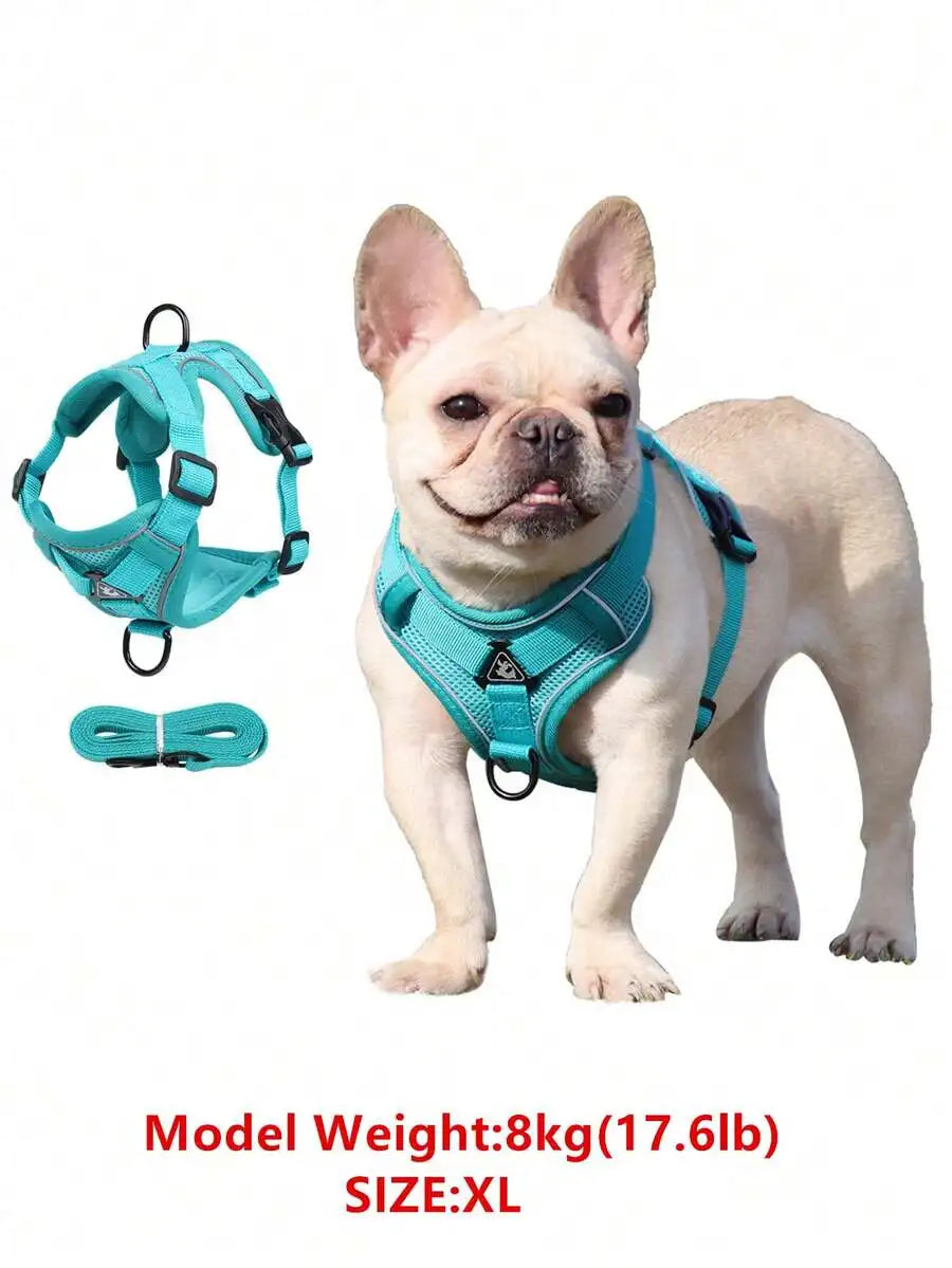 Reflective Pet Harness And Leash Set, Suitable For Dogs & Cats, Escape-Proof Adjustable Small Dog Chest Strap With Soft Mesh